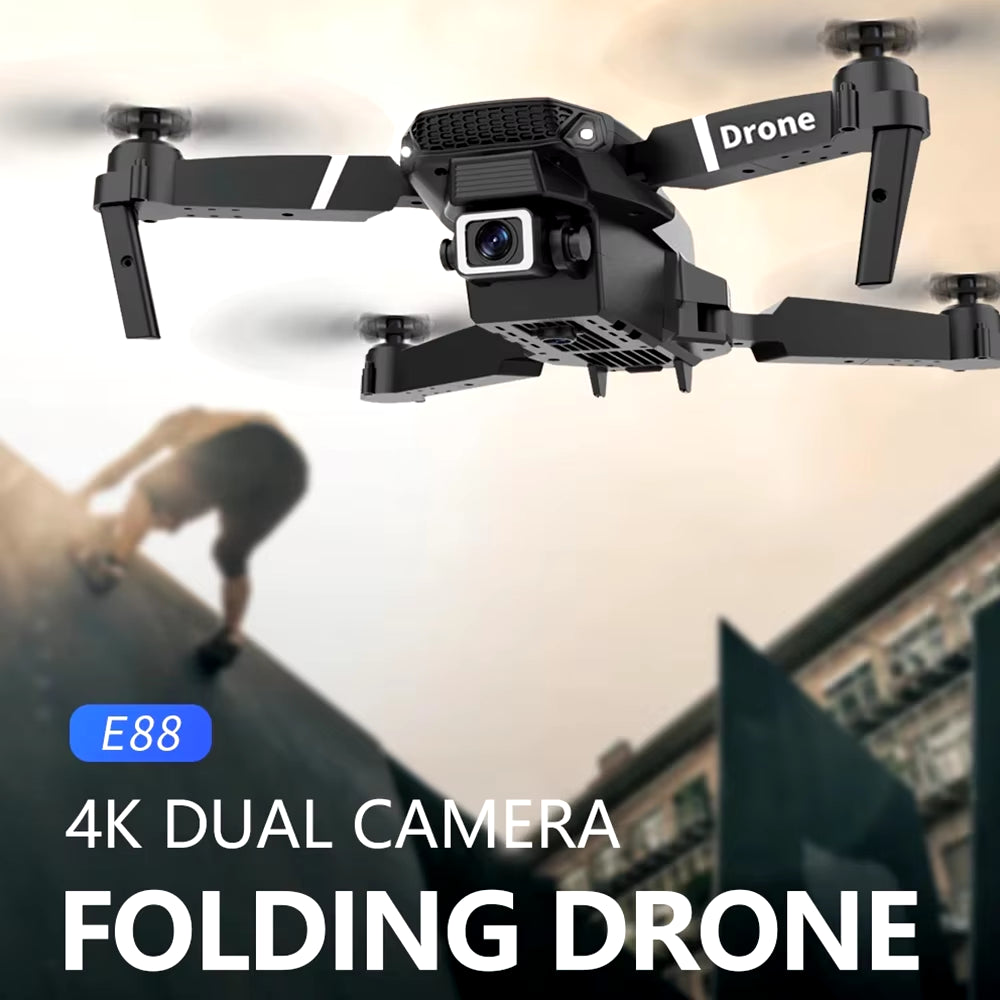 Professional Drone E88 4K Wide-Angle HD 1080P Camera Wifi FPV Height Hold Foldable RC Drone Quadrotor Helicopter Children'S Toys