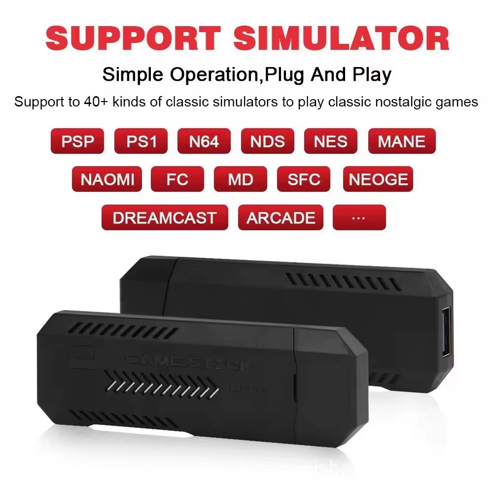 Classic Video Game Console X2 plus 128 GB Gaming Stick 4K HD Wireless Controller 30000 Games 50 Simulator Suitable for PS1/N64