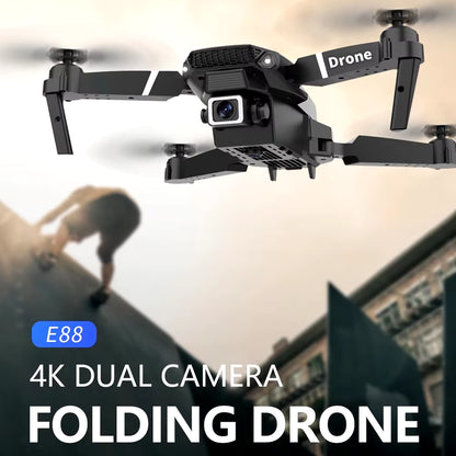 Professional Drone E88 4K Wide-Angle HD 1080P Camera Wifi FPV Height Hold Foldable RC Drone Quadrotor Helicopter Children'S Toys