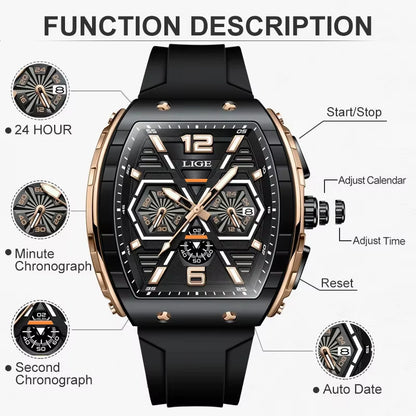 Relogio Masculino  Men Watch Luxury Waterproof Quartz Wristwatch Raise Wrist Luminous Date Sports Silicone Clock Man Watches