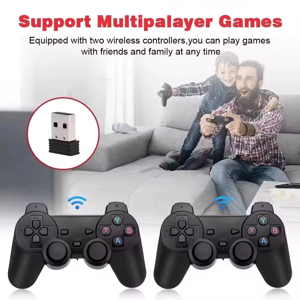 Classic Video Game Console X2 plus 128 GB Gaming Stick 4K HD Wireless Controller 30000 Games 50 Simulator Suitable for PS1/N64